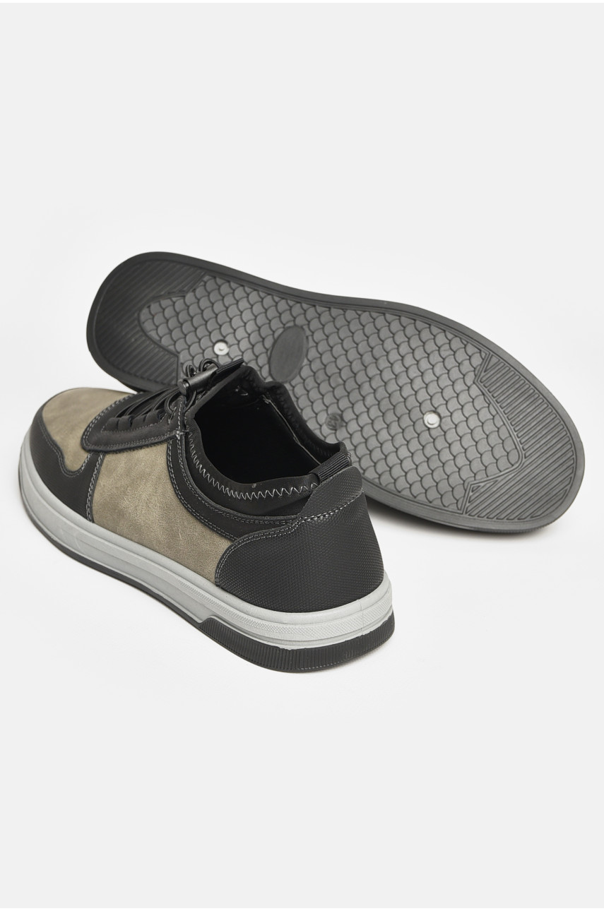 Кроссовки мужские черно-серого цвета на шнуровке Y926-1 206161