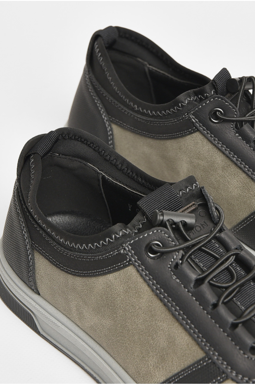 Кроссовки мужские черно-серого цвета на шнуровке Y926-1 206161