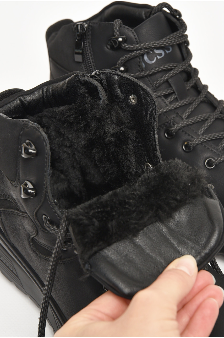 Черевики чоловічі зимові на хутрі чорного кольору А809-7 206165