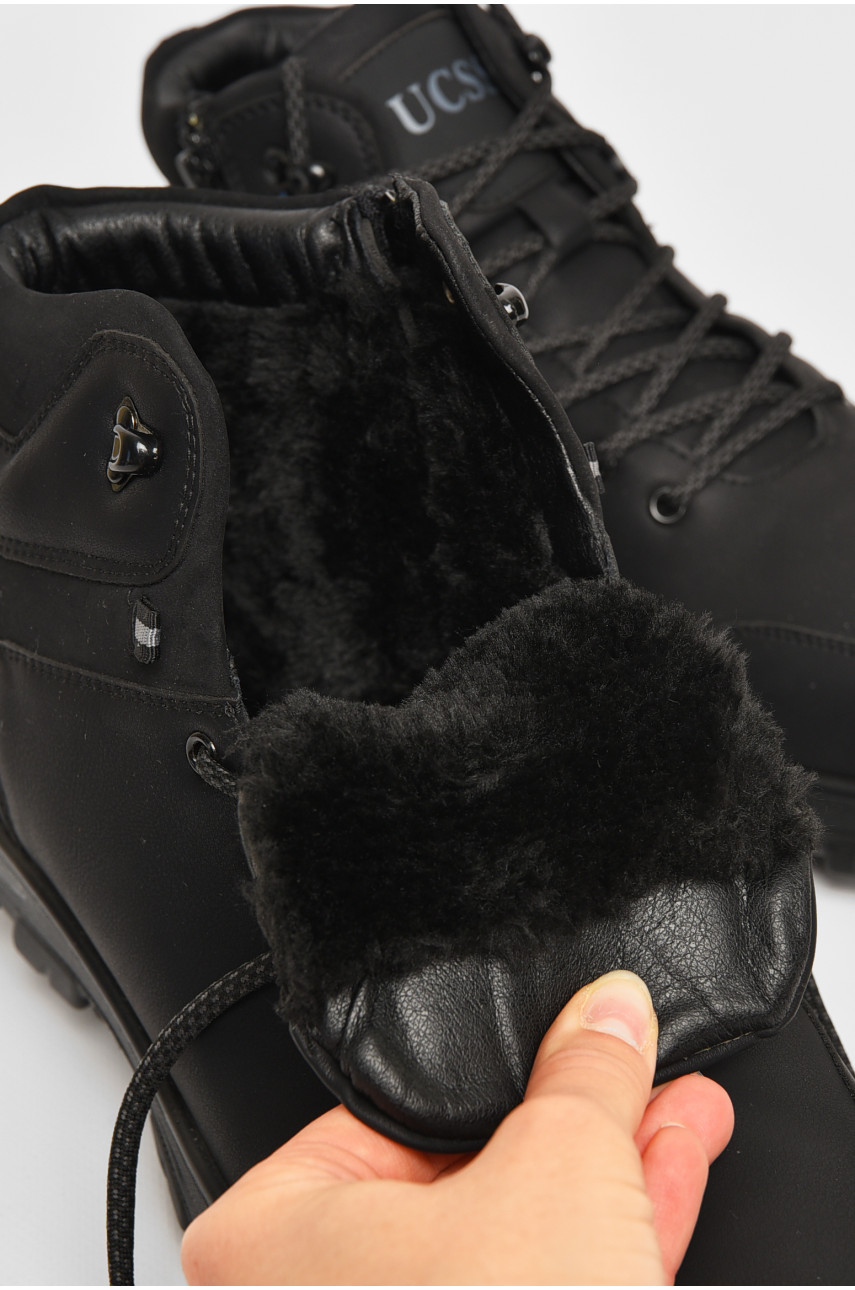 Черевики чоловічі зимові на хутрі чорного кольору А713-7 206166
