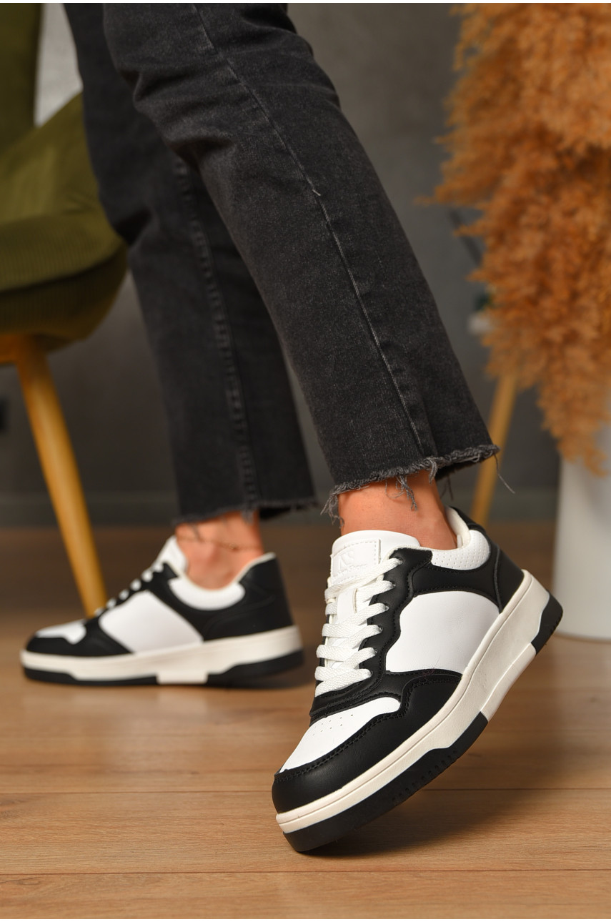 Кроссовки женские черно-белого цвета на шнуровке А70-3 206169