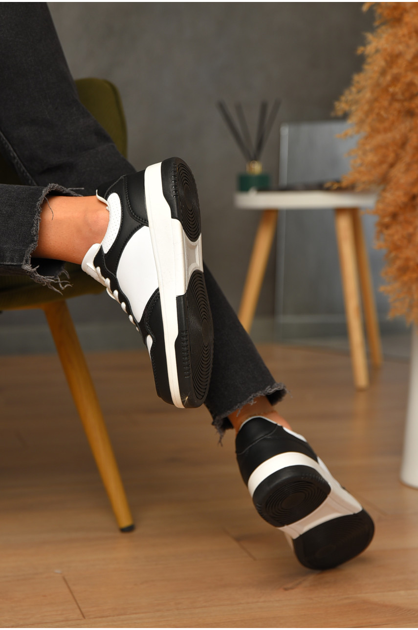 Кроссовки женские черно-белого цвета на шнуровке А70-3 206169