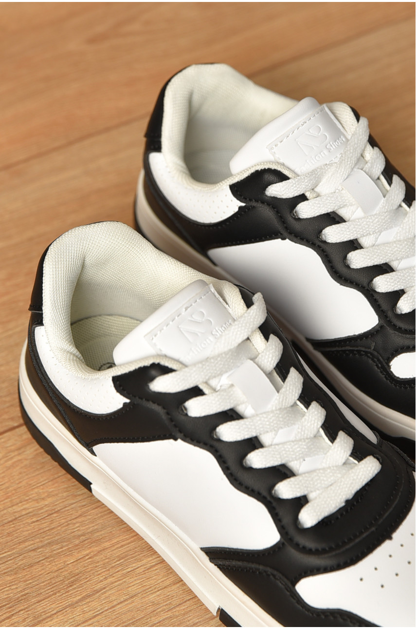 Кроссовки женские черно-белого цвета на шнуровке А70-3 206169