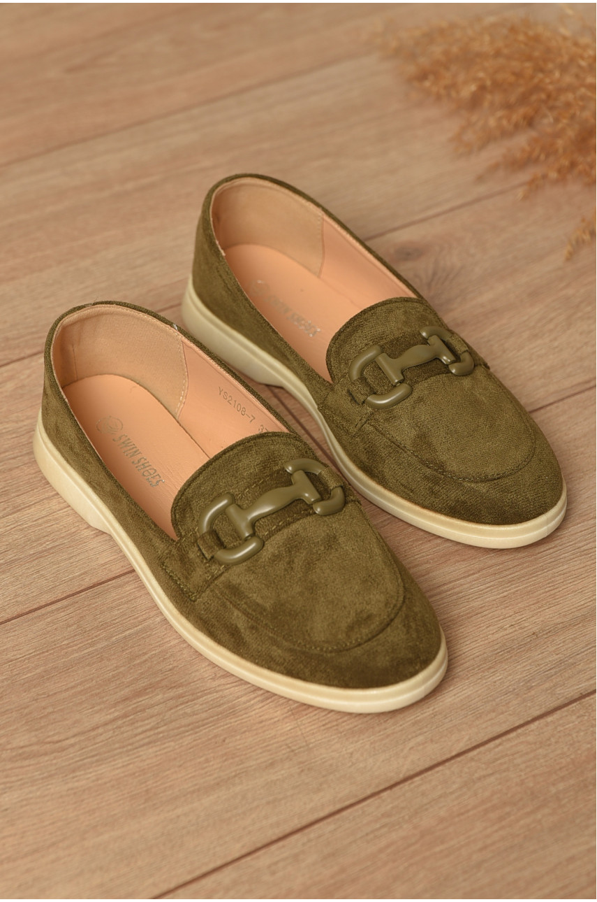 Туфлі-лофери жіночі темно-зеленого кольору YS2108-7 206171