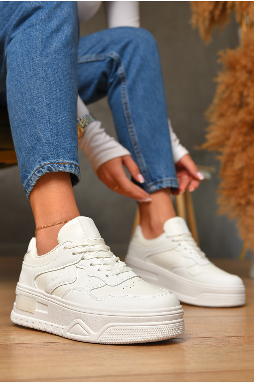 Кроссовки женские белого цвета на шнуровке 95-2 206180