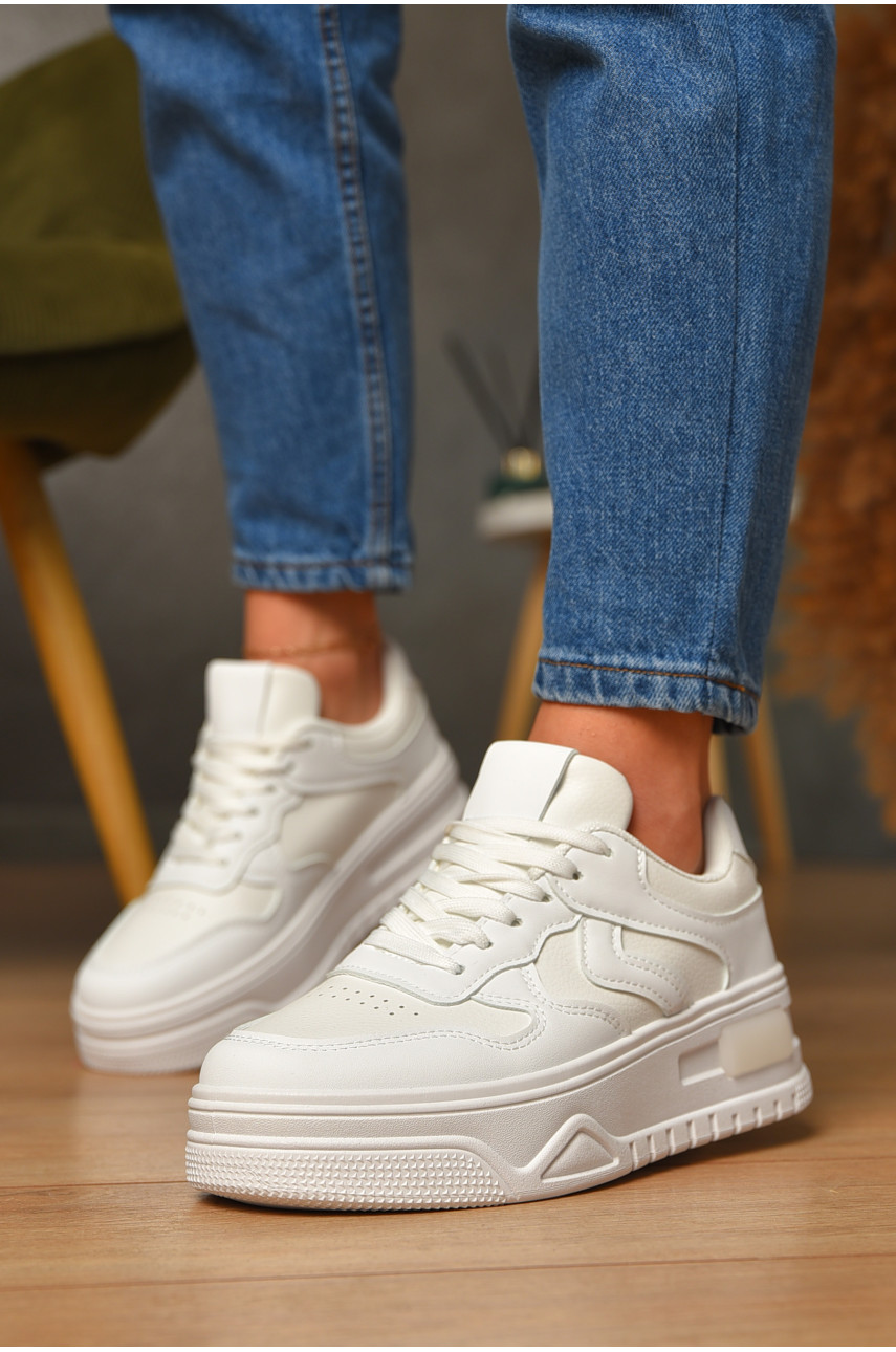 Кроссовки женские белого цвета на шнуровке 95-2 206180