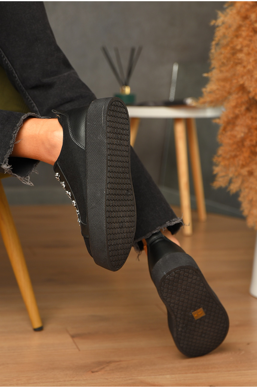 Кроссовки женские черного цвета на шнуровке 2024-66-1 206181