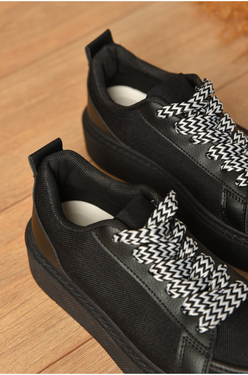 Кроссовки женские черного цвета на шнуровке 2024-66-1 206181