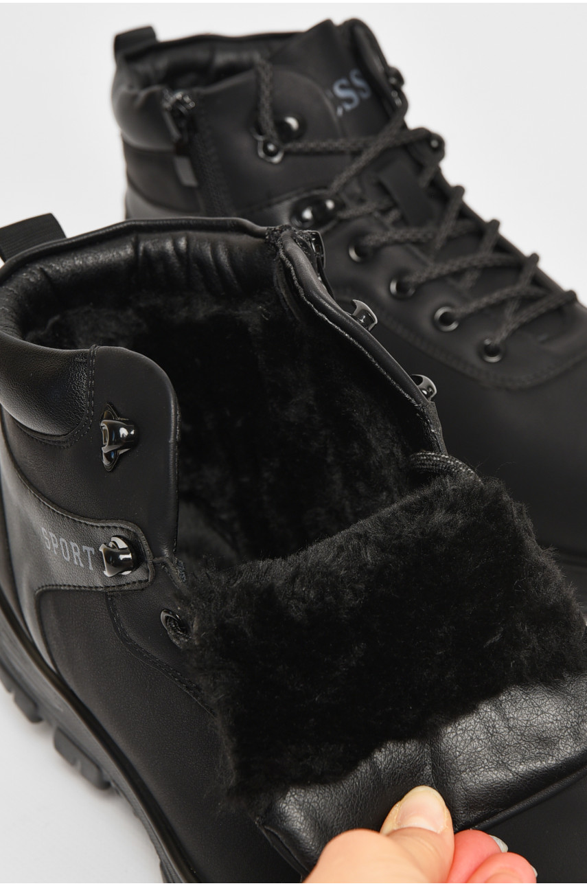 Черевики чоловічі зимові на хутрі чорного кольору А709-7 206184