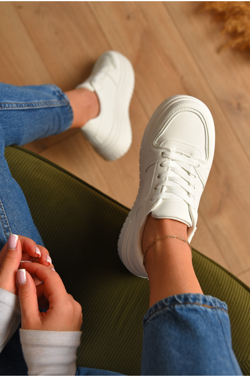 Кроссовки женские белого цвета на шнуровке L985-1 206194