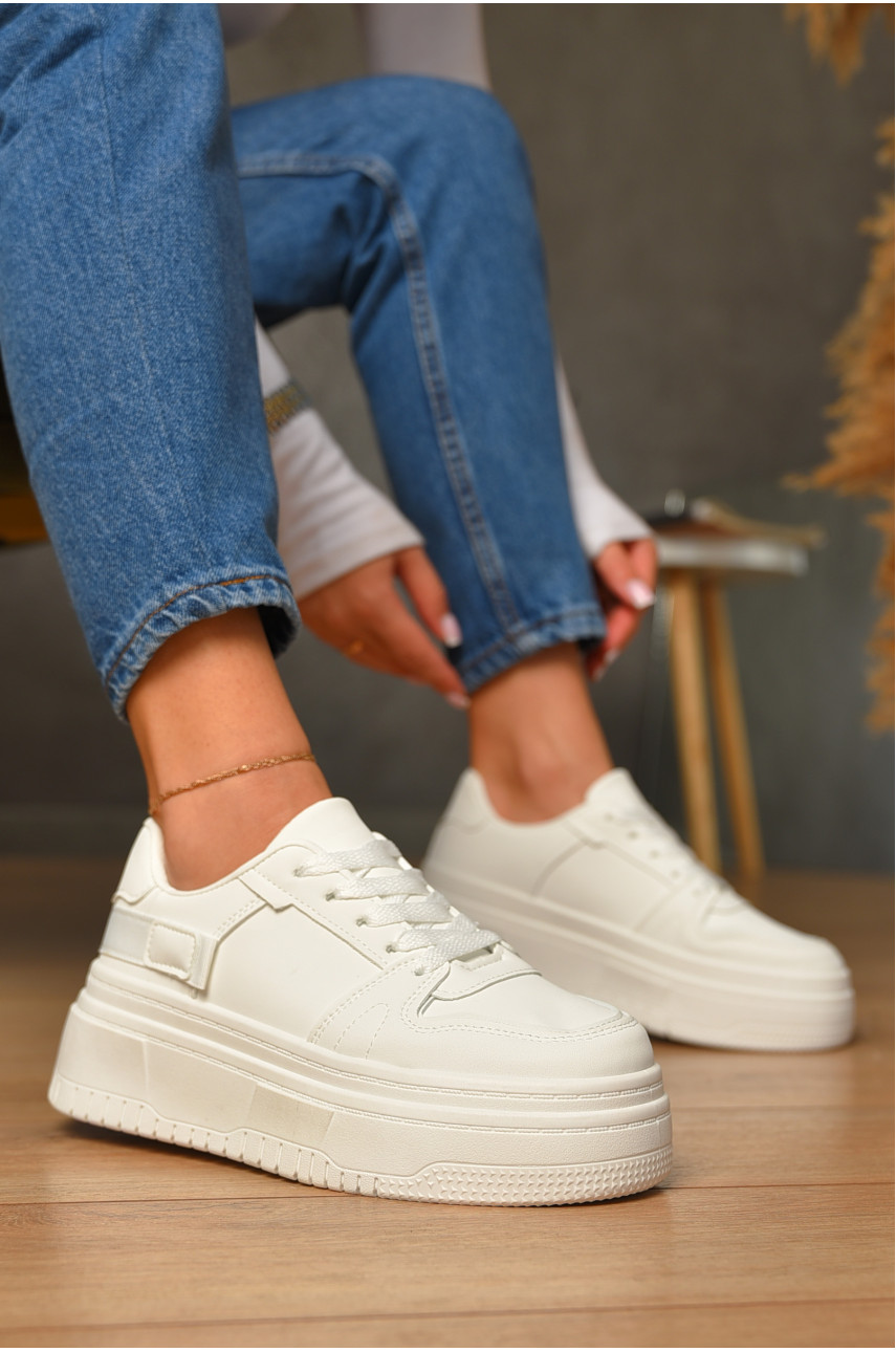 Кроссовки женские белого цвета на шнуровке L985-1 206194