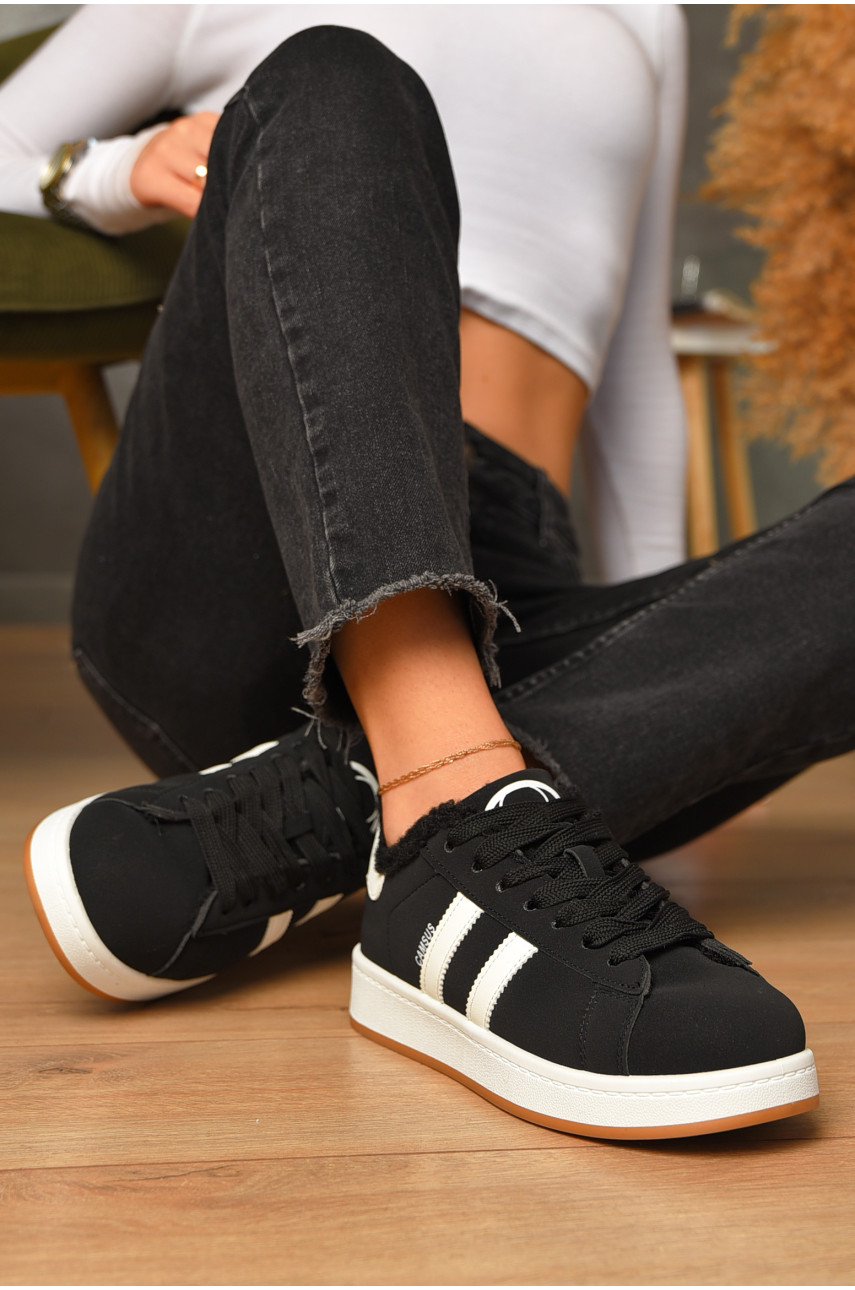 Кросівки жіночі чорного кольору на хутрі 560-32 206196