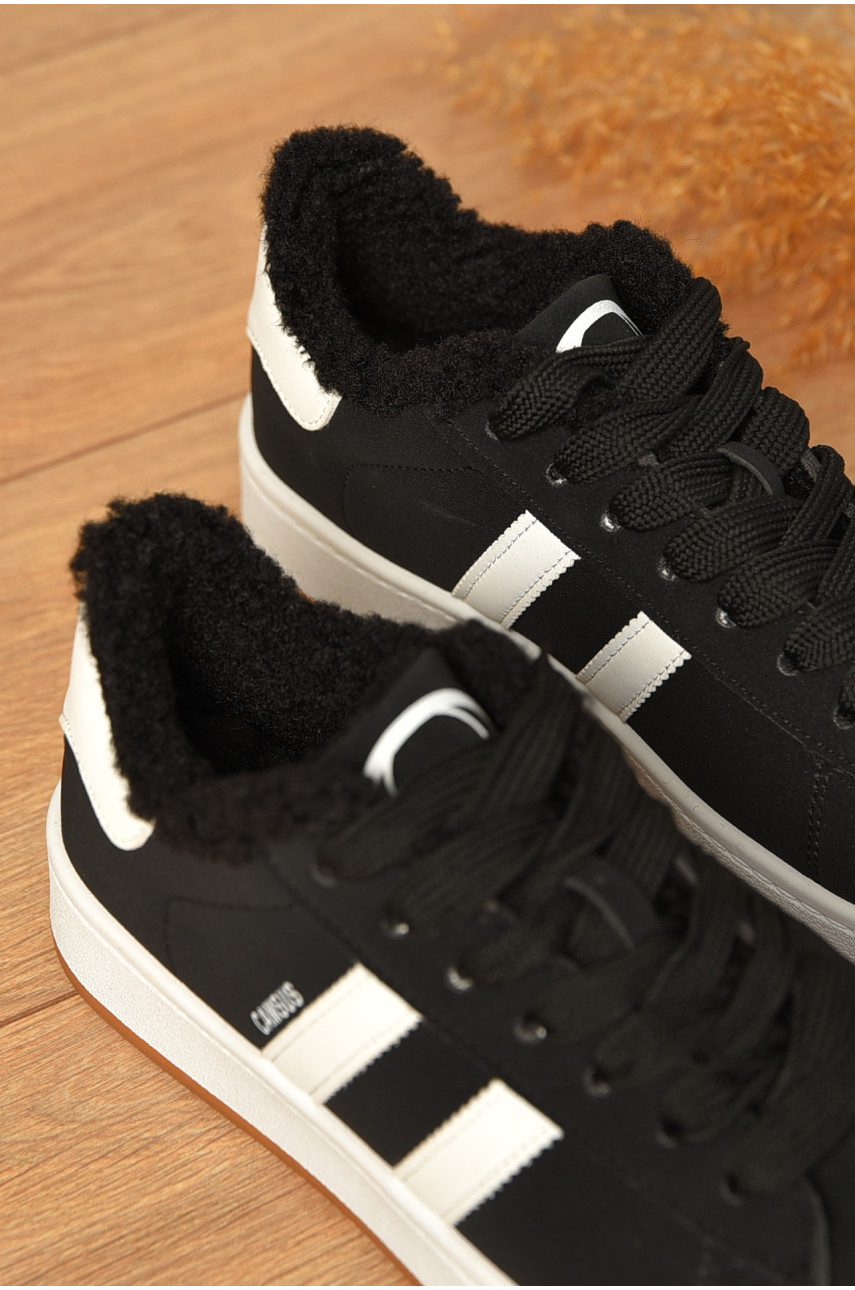 Кросівки жіночі чорного кольору на хутрі 560-32 206196