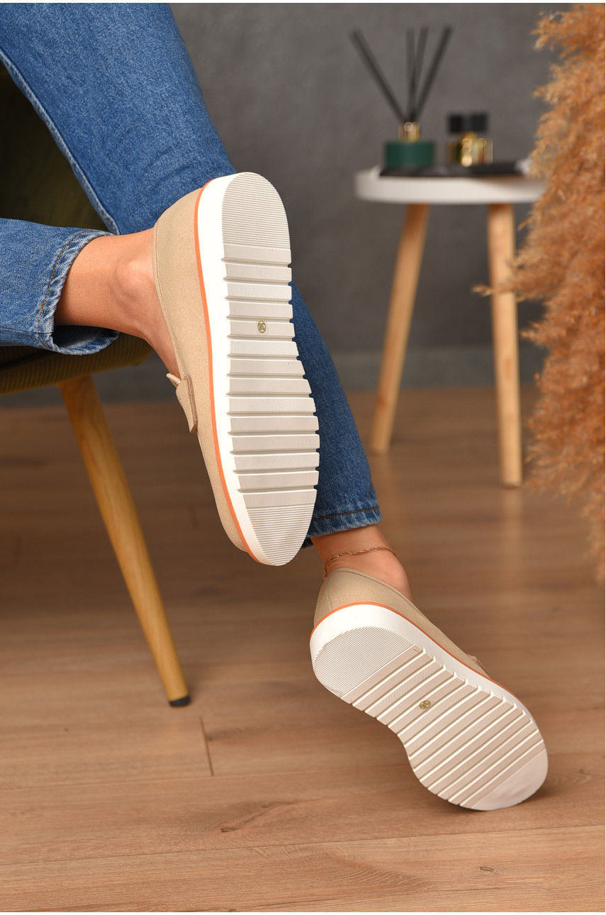 Туфлі-лофери жіночі бежевого кольору Уцінка А34-1 206224