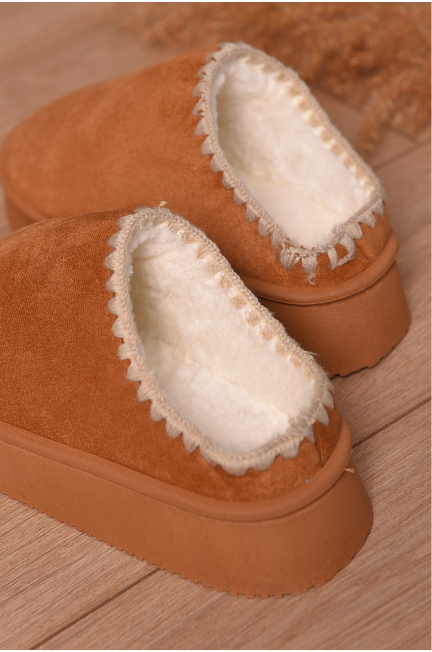 Тапочки-угги женские коричневого цвета искуственная замша GP-17A 206225