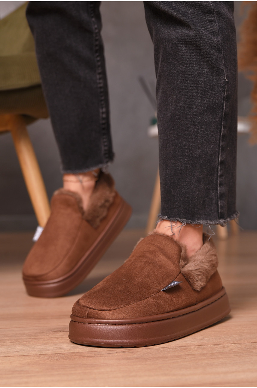 Капці домашні жіночі на хутрі коричневого кольору 9819-2 206239