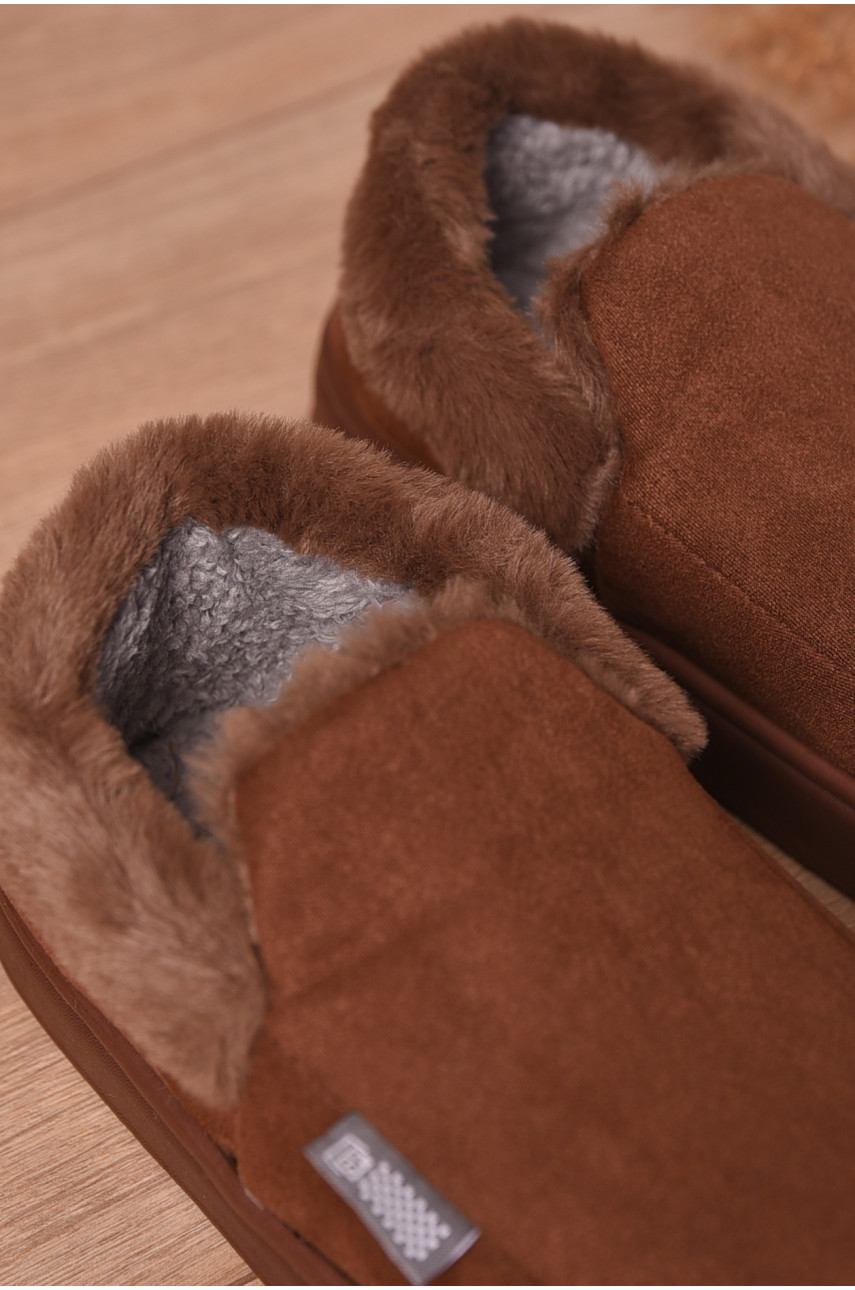 Капці домашні жіночі на хутрі коричневого кольору 9819-2 206239