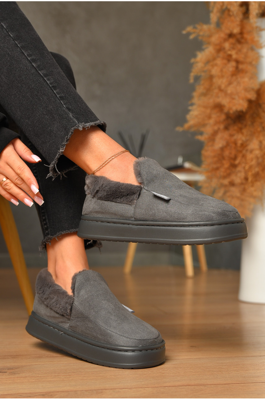 Капці домашні жіночі на хутрі сірого кольору 9819-2 206240