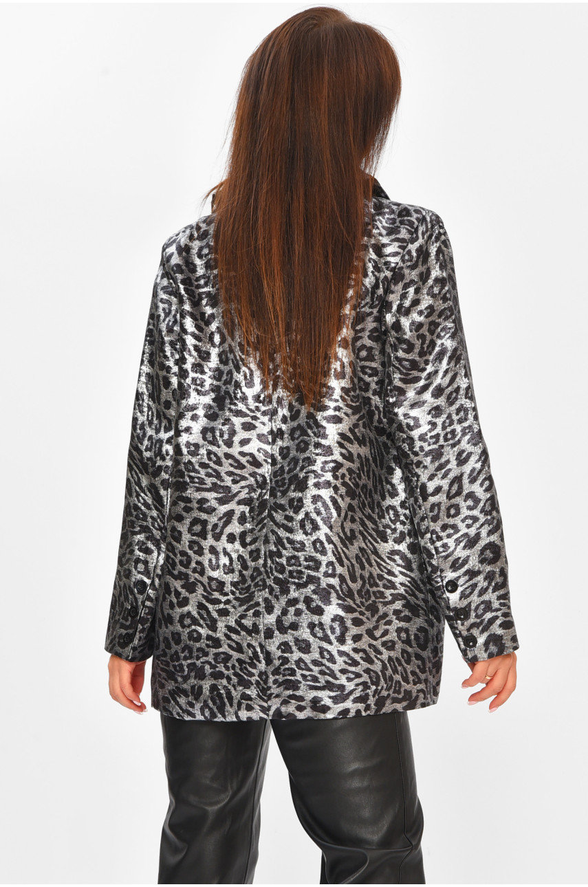 Піджак женский чорного кольору з принтом 8869 206241