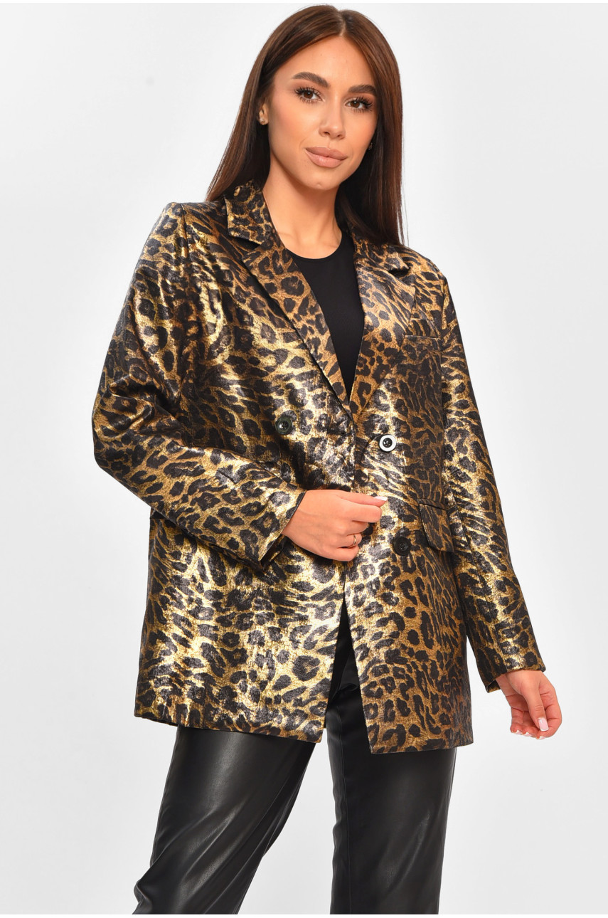 Піджак женский чорного кольору з принтом 8869 206245