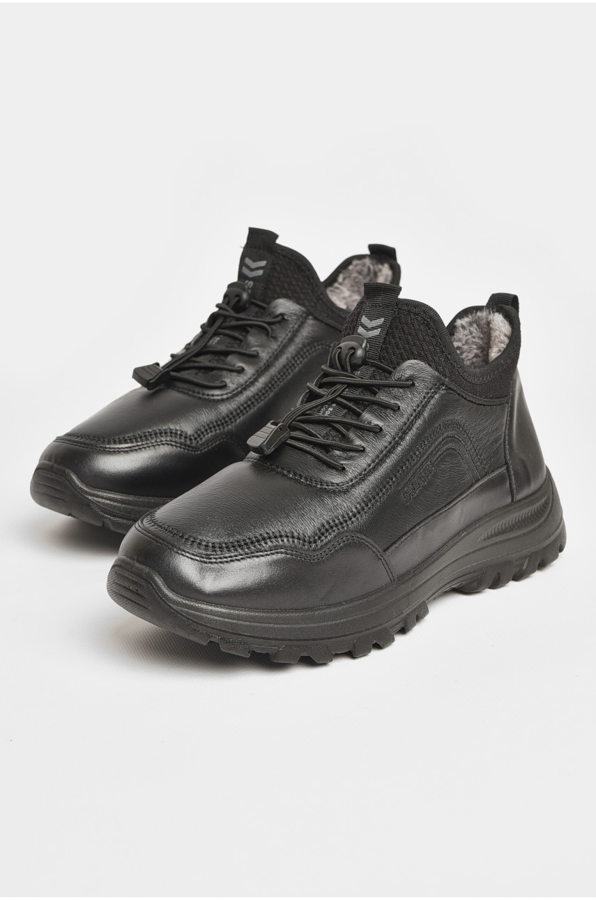 Кроссовки мужские с искуственным мехом черного цвета 777-А108 206249