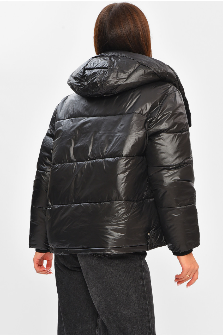 Куртка жіноча демісезонна чорного кольору 836 206250 Куртка жіноча демісезонна чорного кольору 836 206250