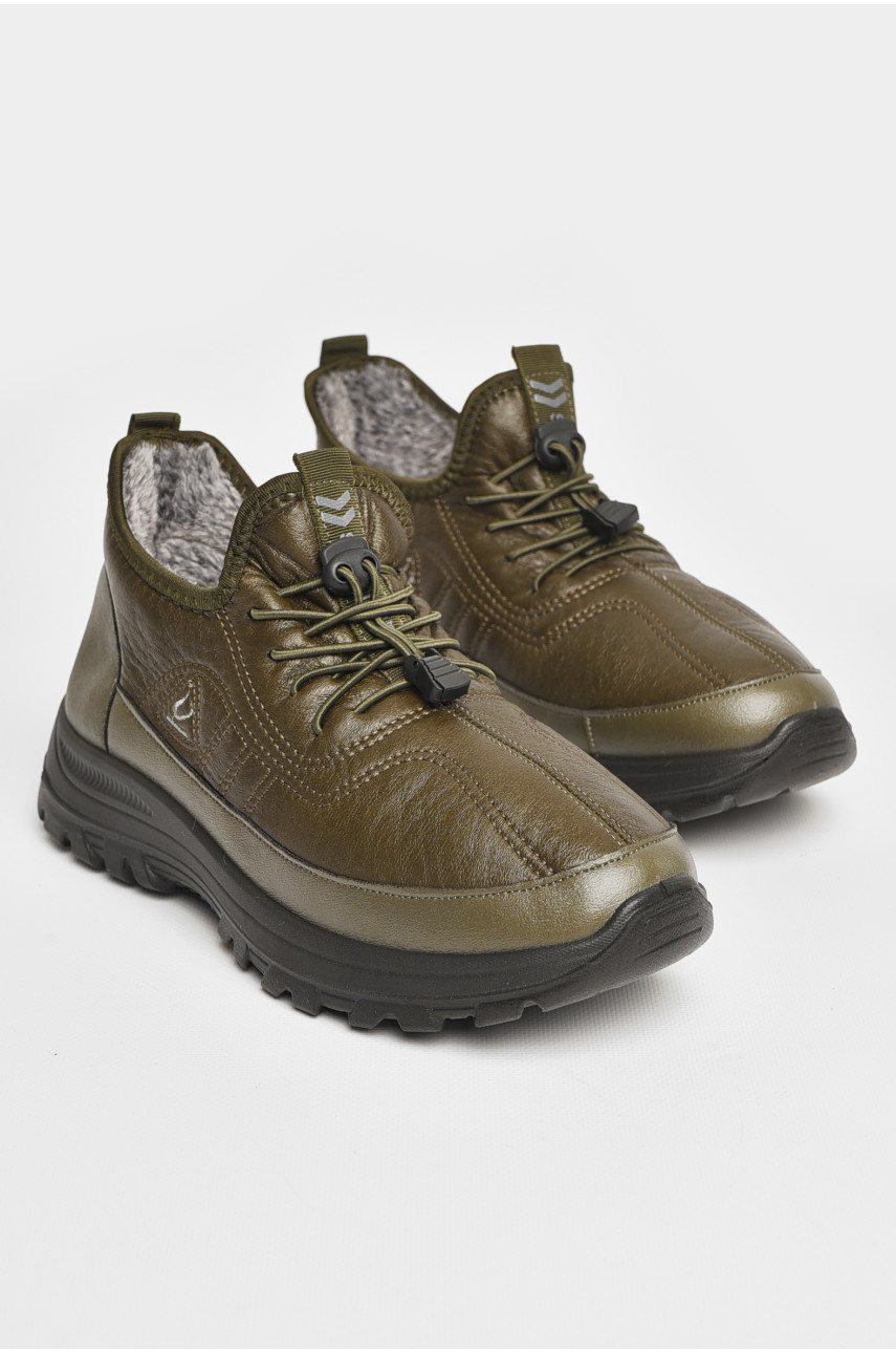 Кроссовки мужские с искуственным мехом темно-зеленого цвета 777-А103 206251