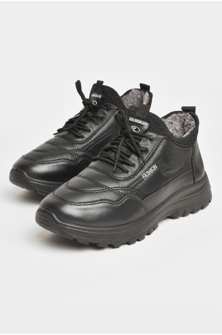Кроссовки мужские с искуственным мехом черного цвета 777-А112 206253