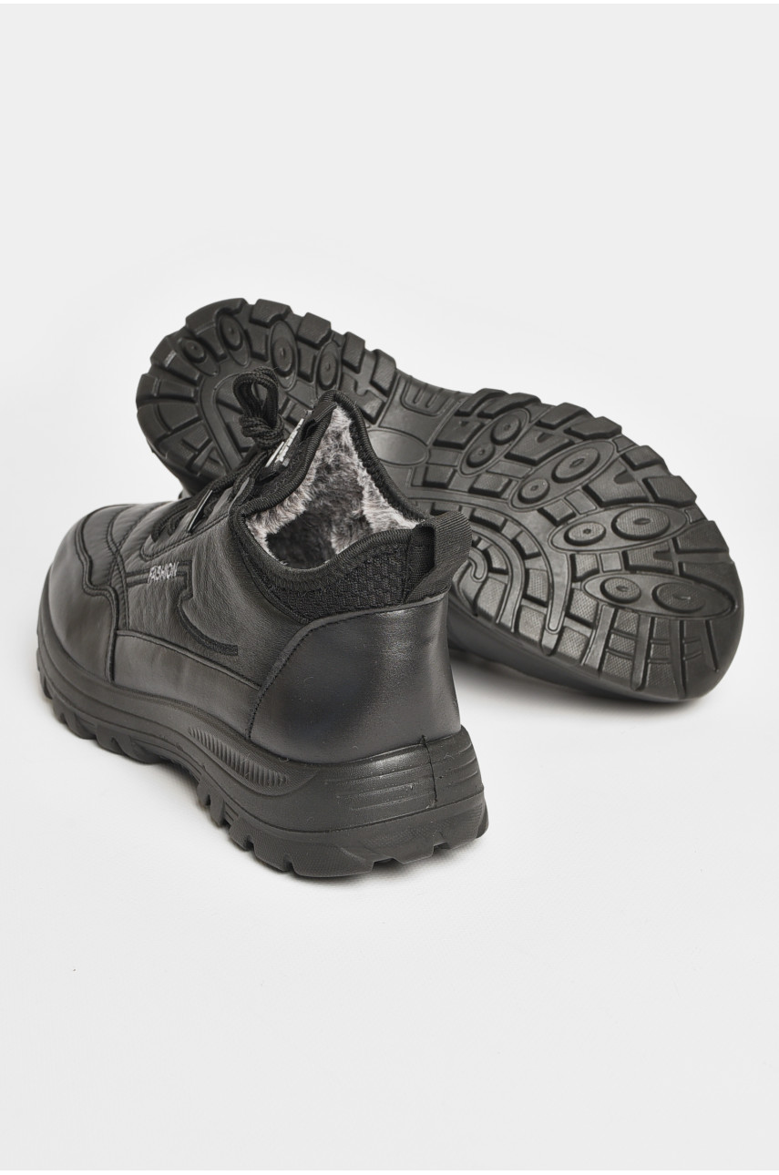 Кроссовки мужские с искуственным мехом черного цвета 777-А112 206253