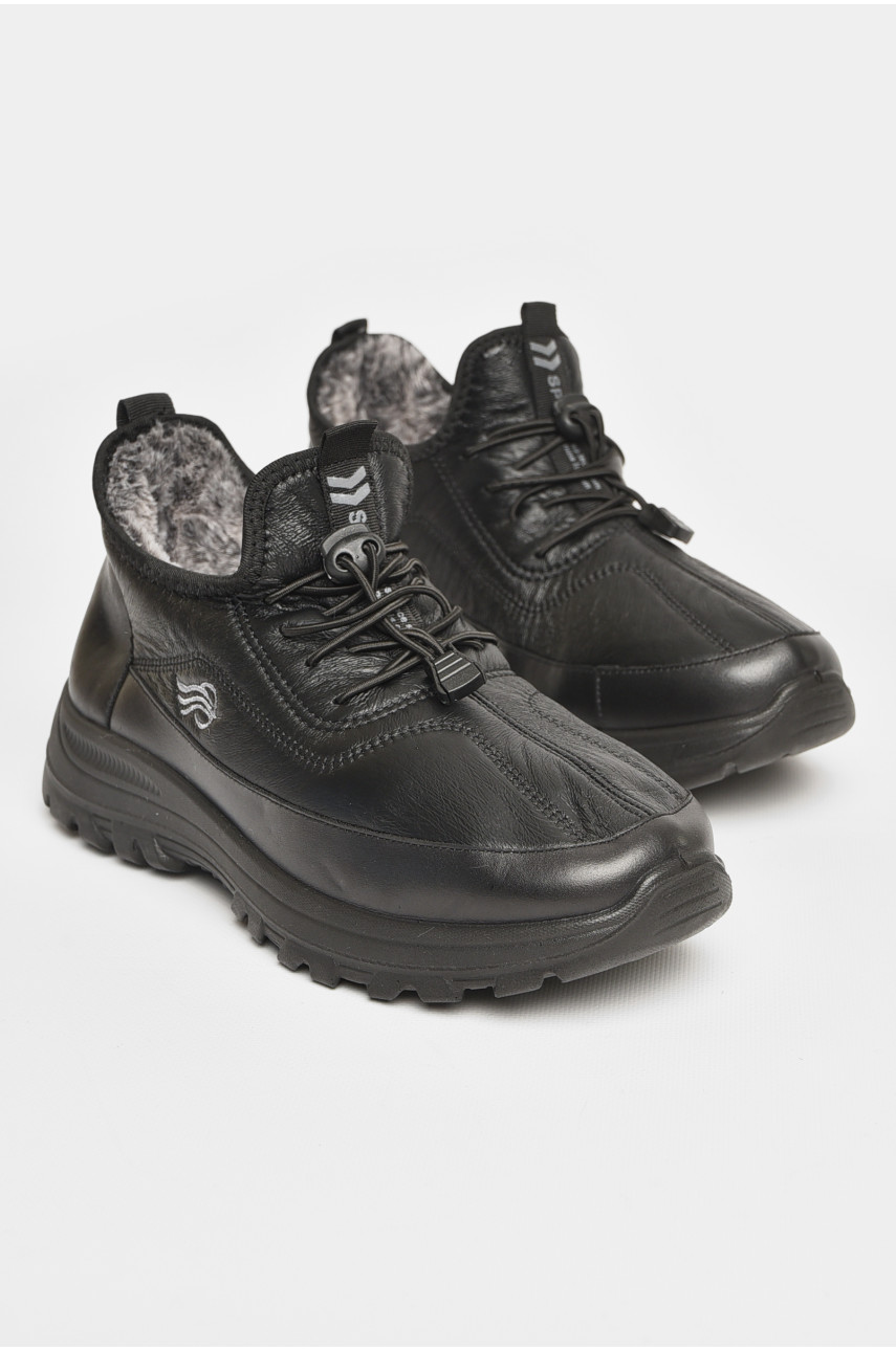 Кроссовки мужские с искуственным мехом черного цвета 777-А104 206254