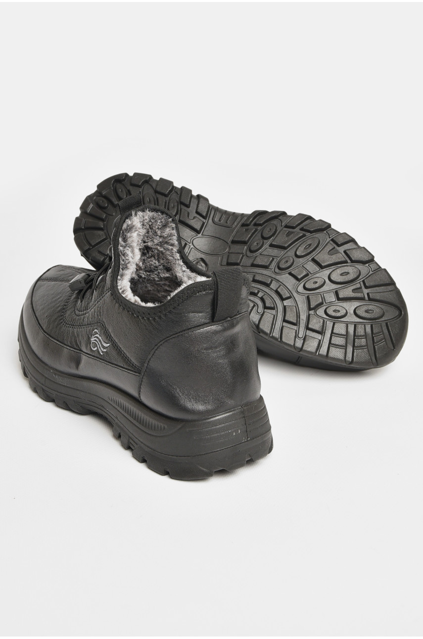 Кроссовки мужские с искуственным мехом черного цвета 777-А104 206254