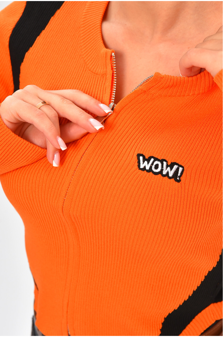 Кофта жіноча на блискавці помаранчевого кольору 9115 206258