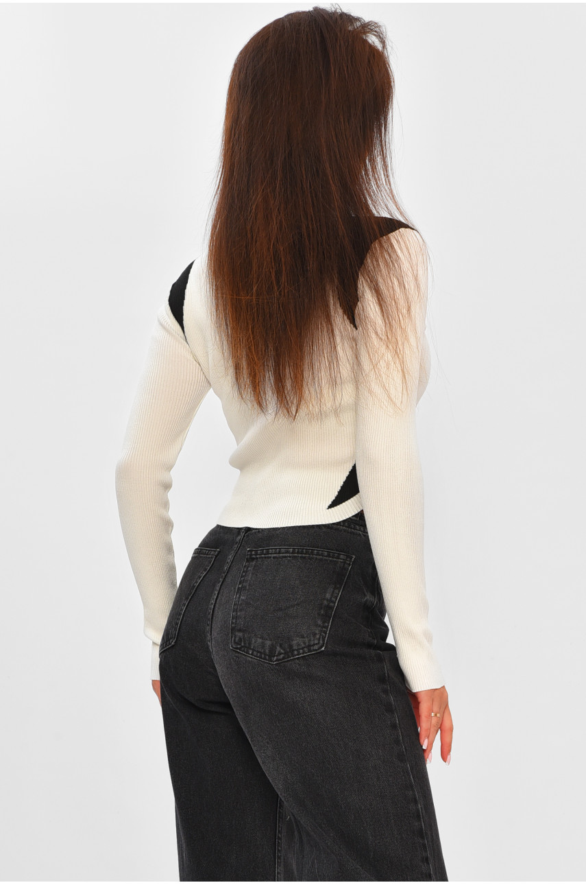 Кофта жіноча на блискавці білого кольору 9115 206259 Кофта жіноча на блискавці білого кольору 9115 206259