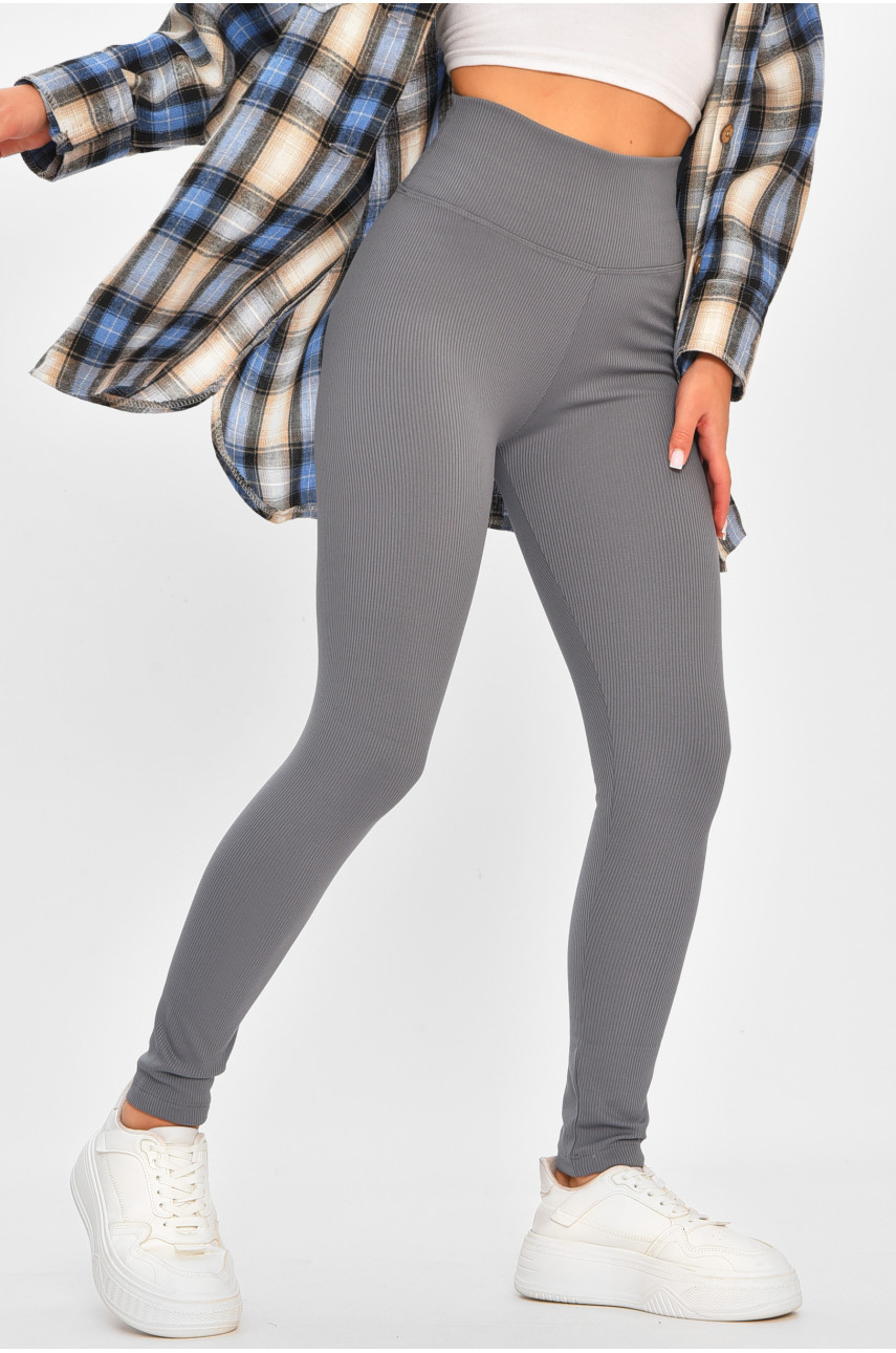 Лосины женские однотонные серого цвета на микрофлисе 5147 206265