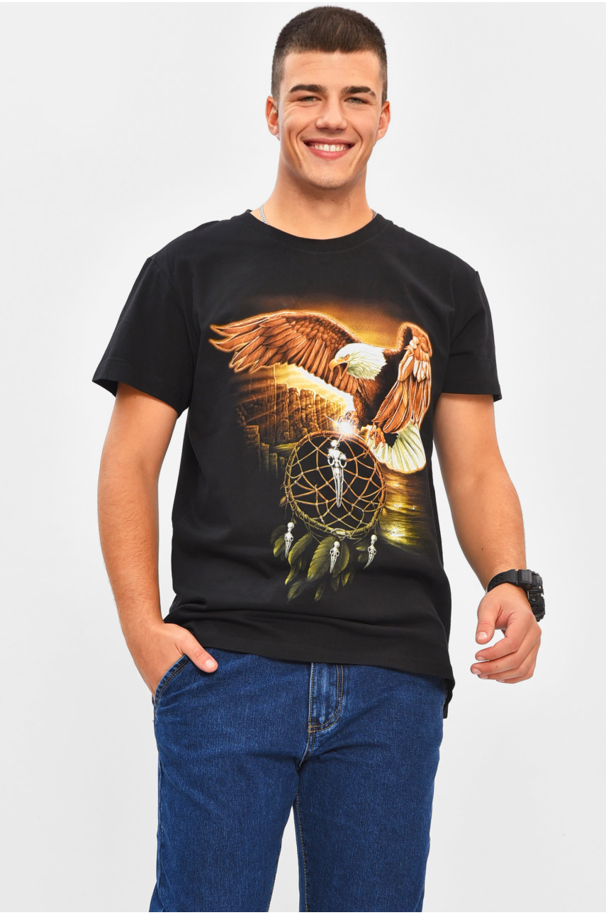 Футболка мужская черного цвета с принтом MPO1258 206282