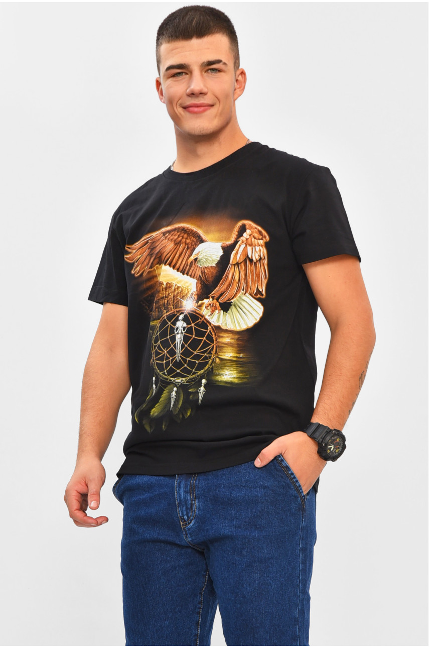 Футболка мужская черного цвета с принтом MPO1258 206282