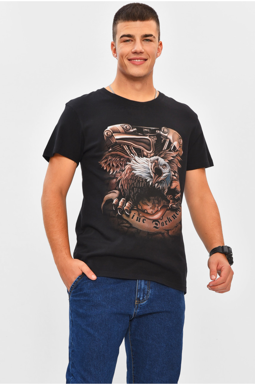Футболка мужская черного цвета с принтом MPO8116 206283