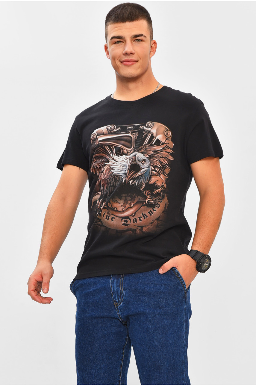 Футболка мужская черного цвета с принтом MPO8116 206283