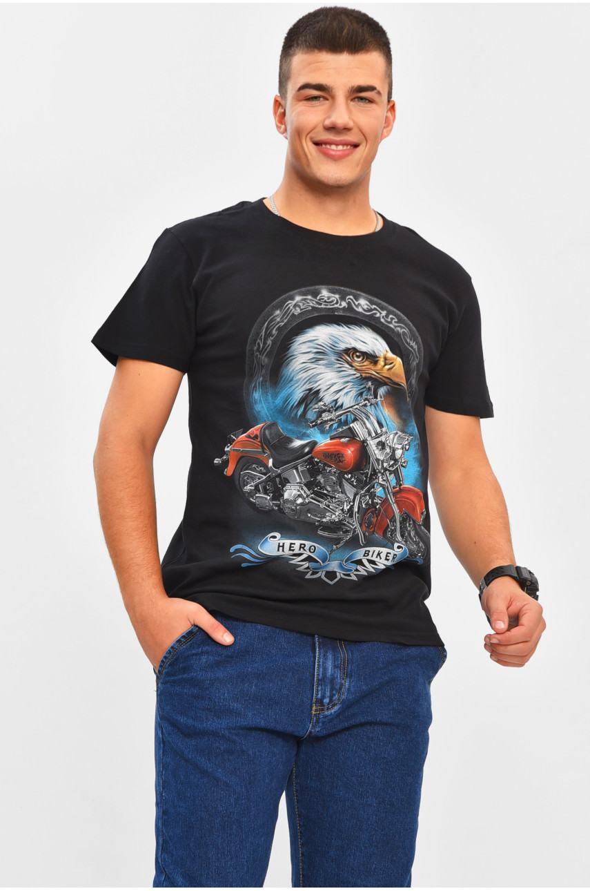 Футболка мужская черного цвета с принтом MPO8113 206284