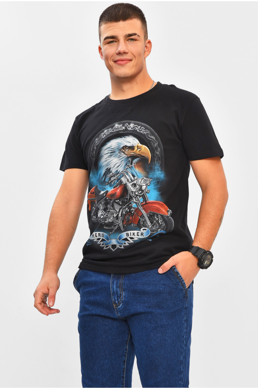 Футболка мужская черного цвета с принтом MPO8113 206284