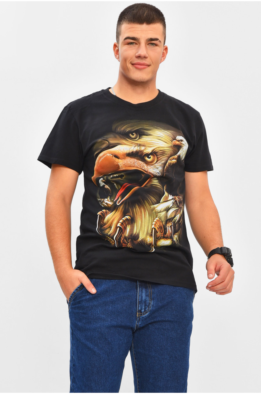 Футболка мужская черного цвета с принтом MPO8108 206285
