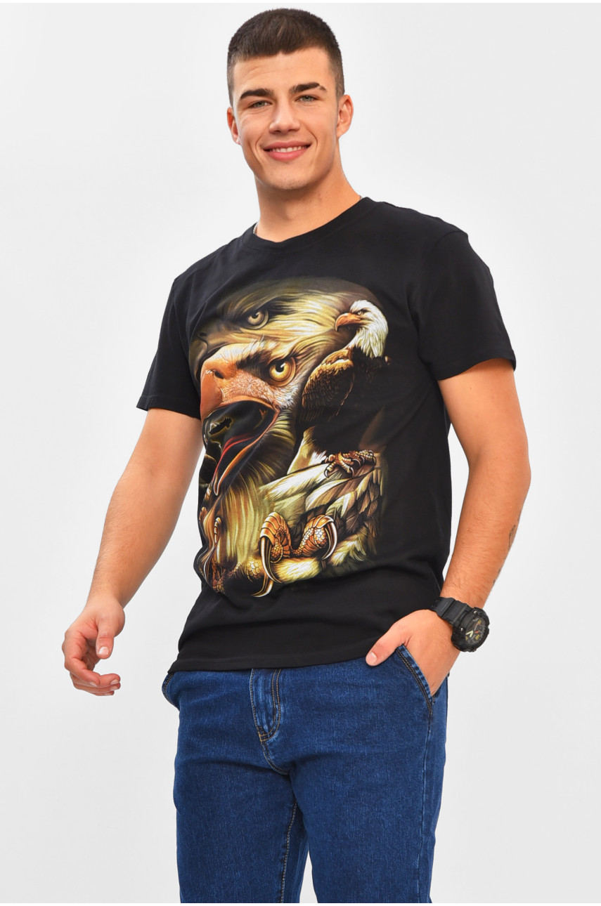 Футболка мужская черного цвета с принтом MPO8108 206285