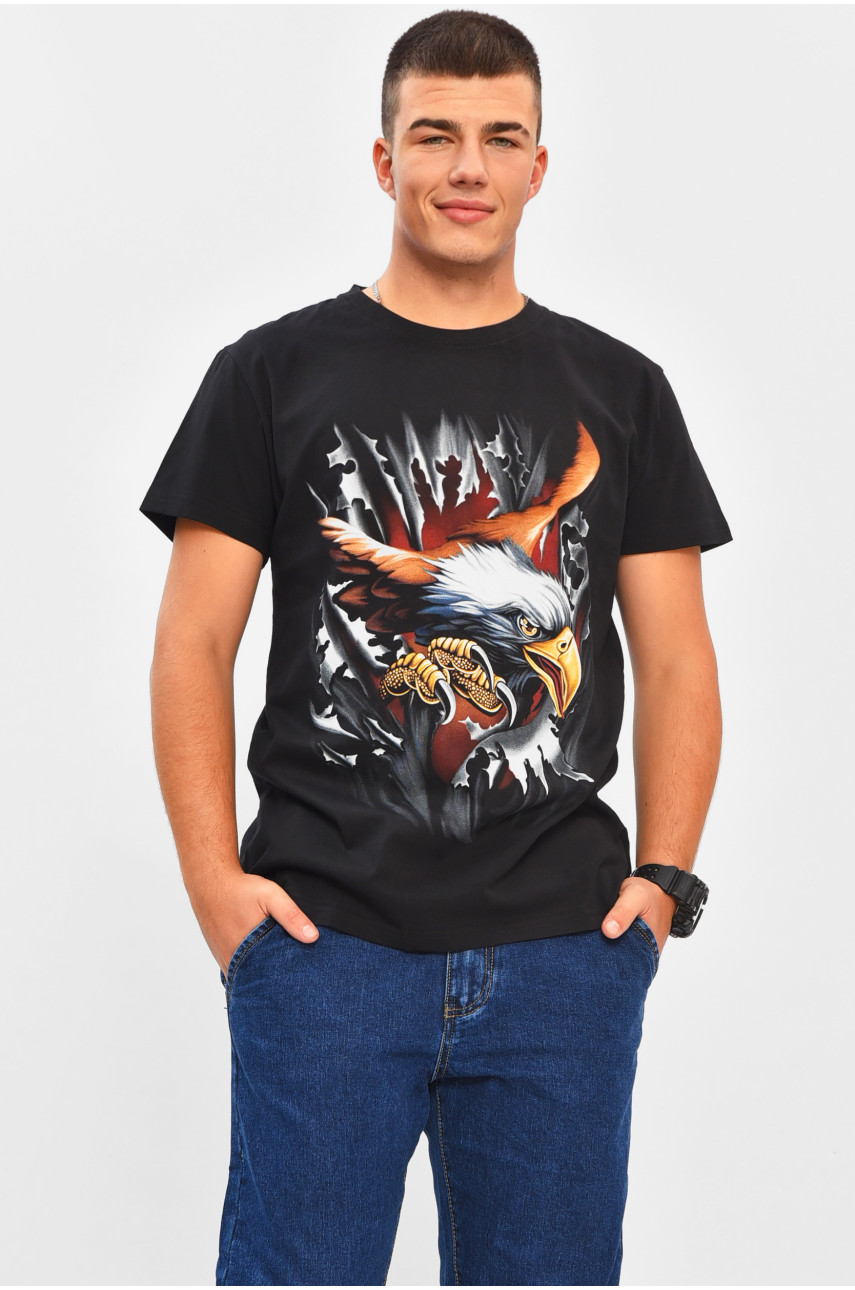 Футболка мужская черного цвета с принтом MPO1255 206286