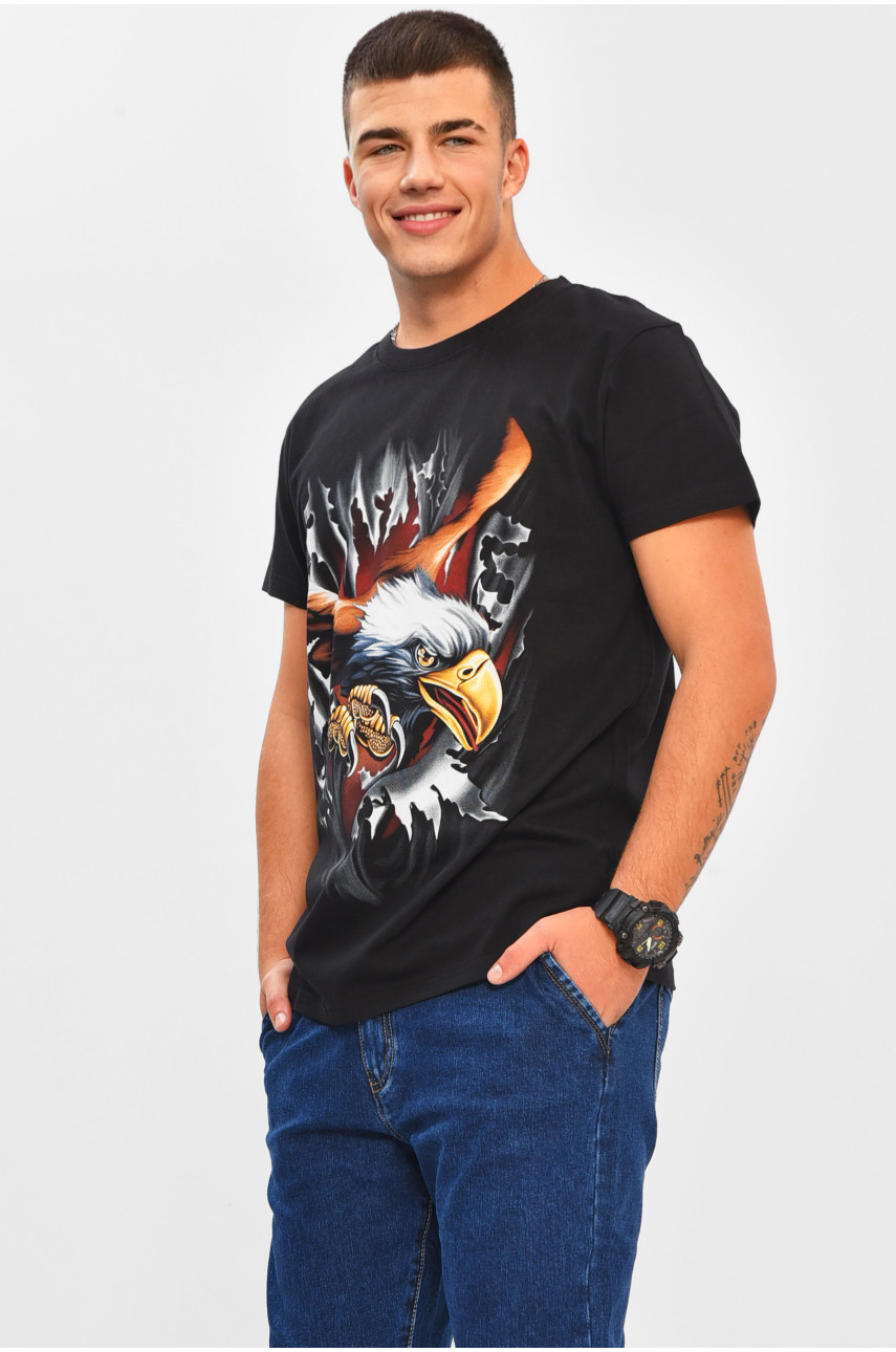 Футболка мужская черного цвета с принтом MPO1255 206286