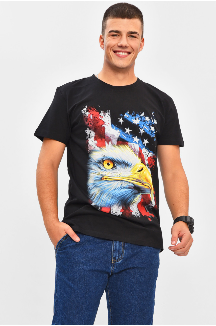 Футболка мужская черного цвета с принтом MPO1254 206287