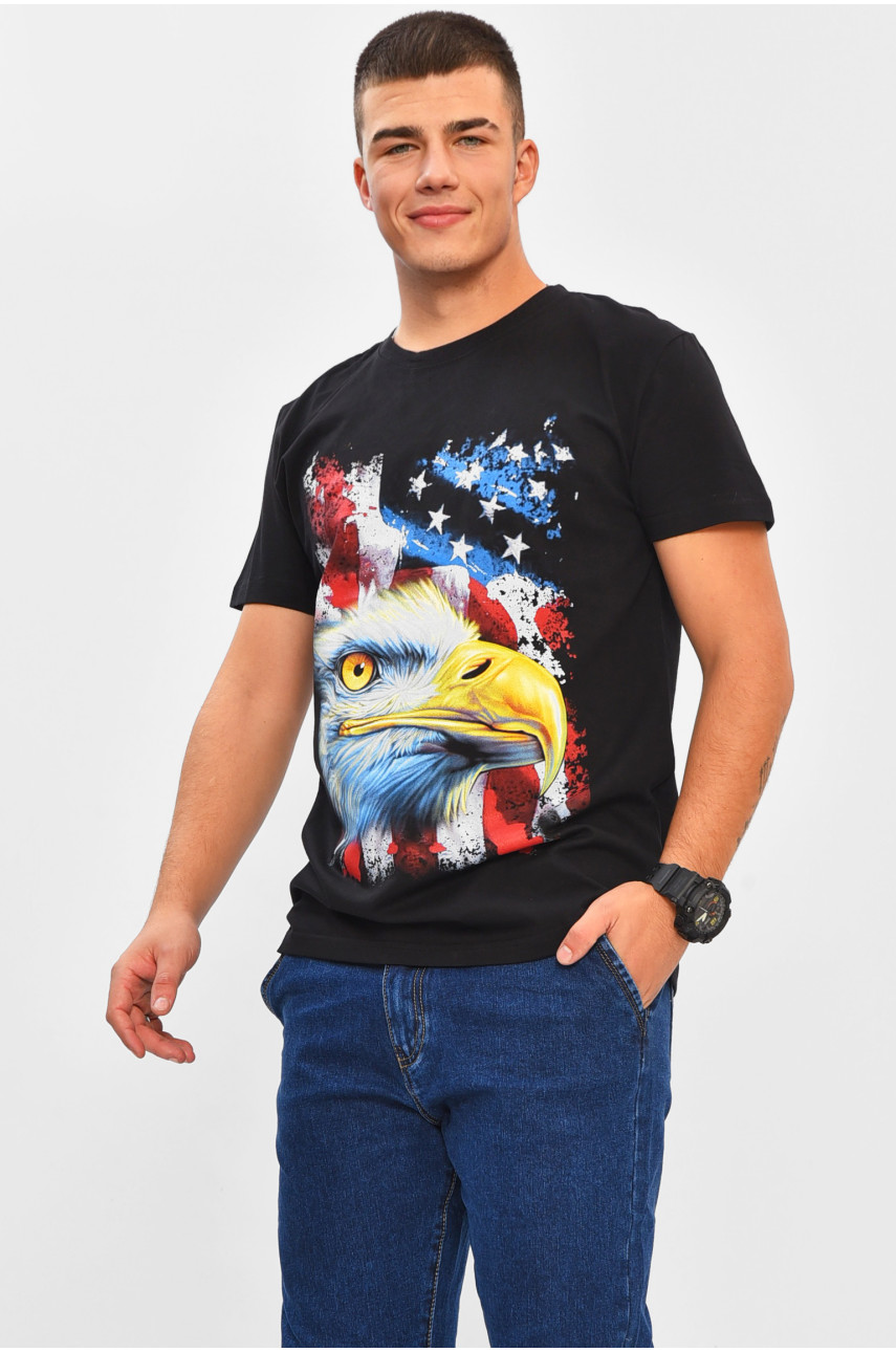 Футболка мужская черного цвета с принтом MPO1254 206287