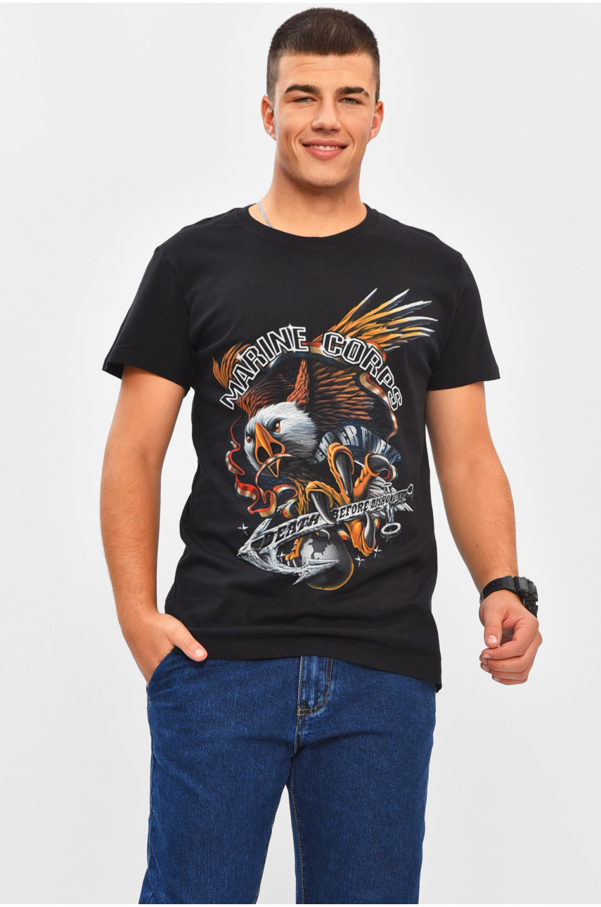 Футболка мужская черного цвета с принтом MPO8115 206289