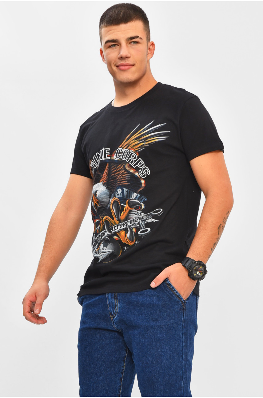 Футболка мужская черного цвета с принтом MPO8115 206289