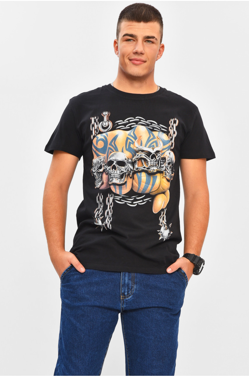 Футболка мужская черного цвета с принтом MPO8112 206290