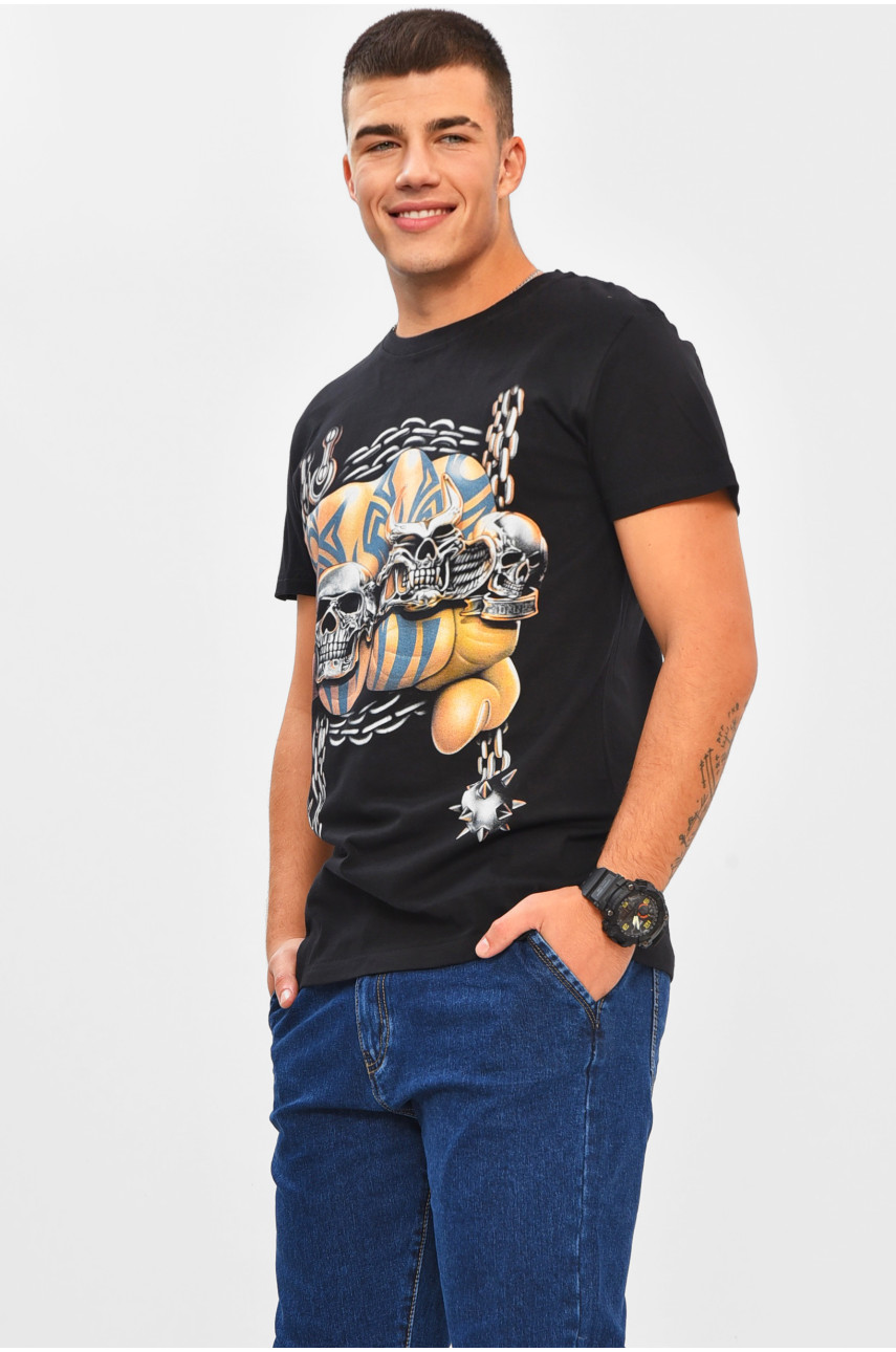 Футболка мужская черного цвета с принтом MPO8112 206290